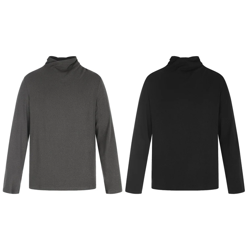 Damen Feines Baumwoll-Longsleeve mit gedrehtem Stehkragen und schmaler Silhouette Nord Taschen
