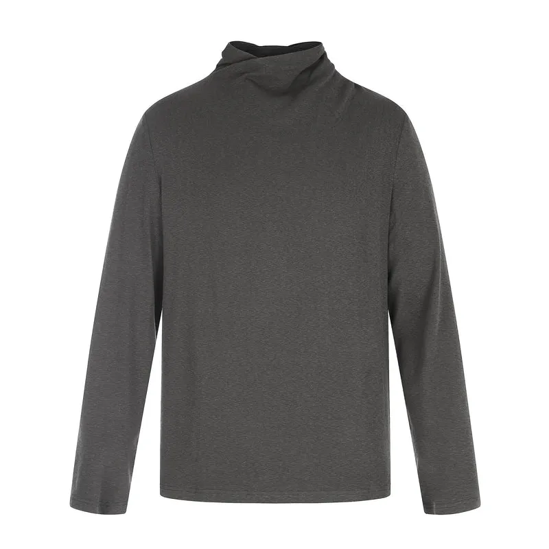Damen Feines Baumwoll-Longsleeve mit gedrehtem Stehkragen und schmaler Silhouette Nord Taschen