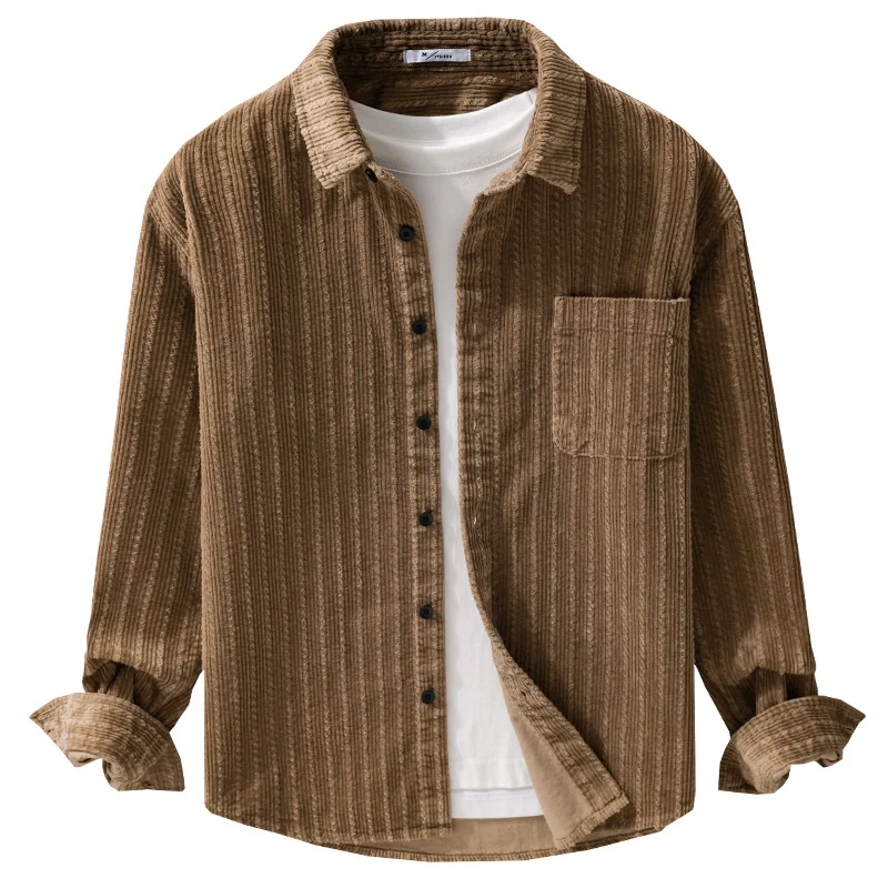 Herren Cord-Overshirt mit markanter Rippenstruktur und Brusttasche Nord Taschen