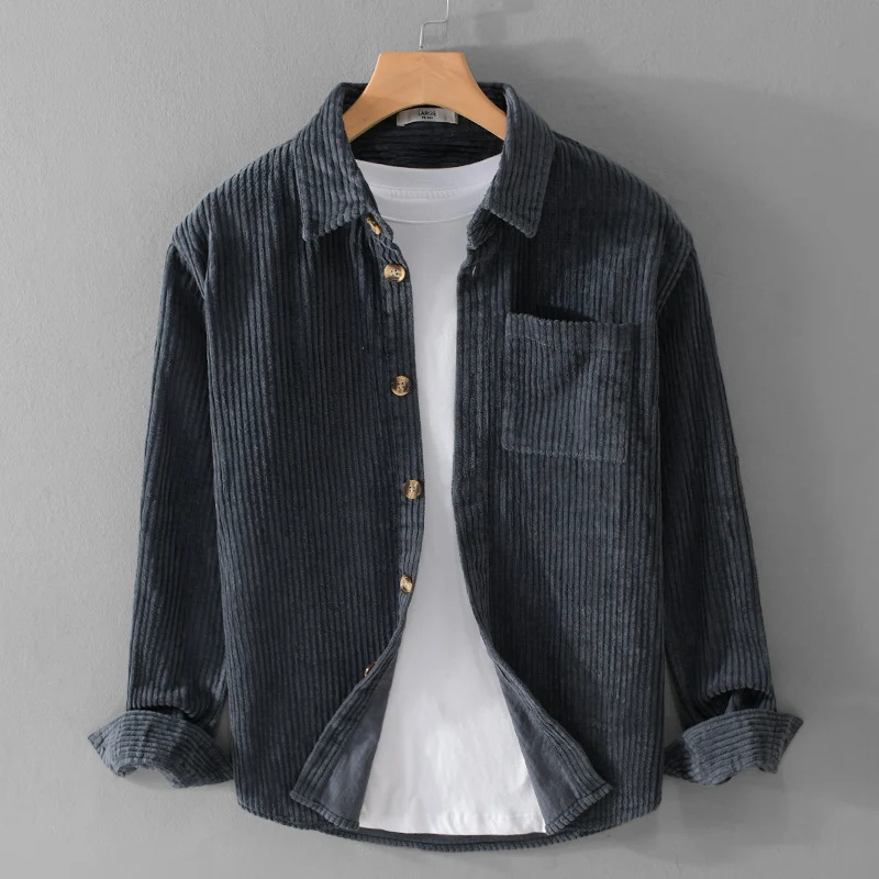 Herren Cord-Overshirt mit breiter Rippenstruktur, Brusttasche und Relaxed-Fit Nord Taschen