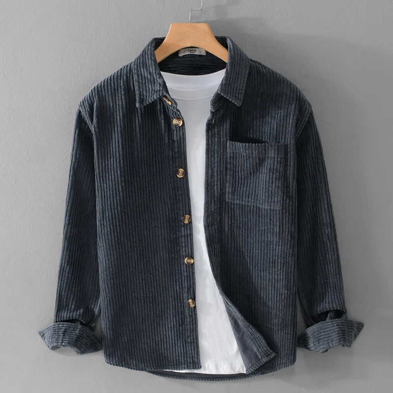 Herren Cord-Overshirt mit breiter Rippenstruktur, Brusttasche und Relaxed-Fit Nord Taschen