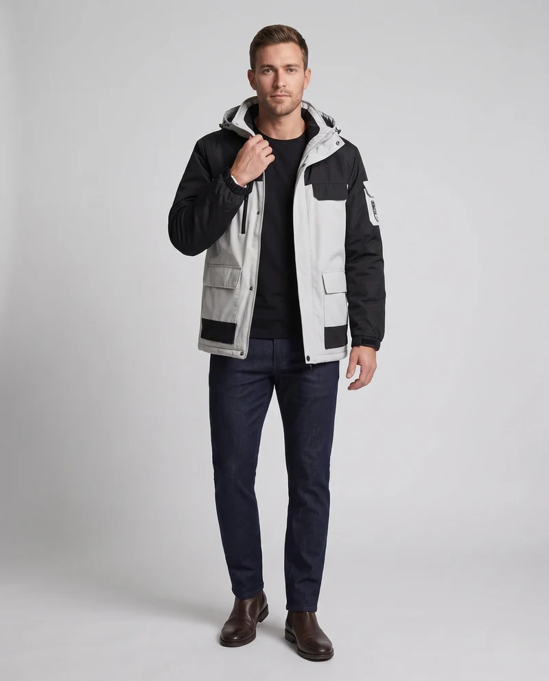 Herren Wärmeisolierte Winterjacke Nord Taschen