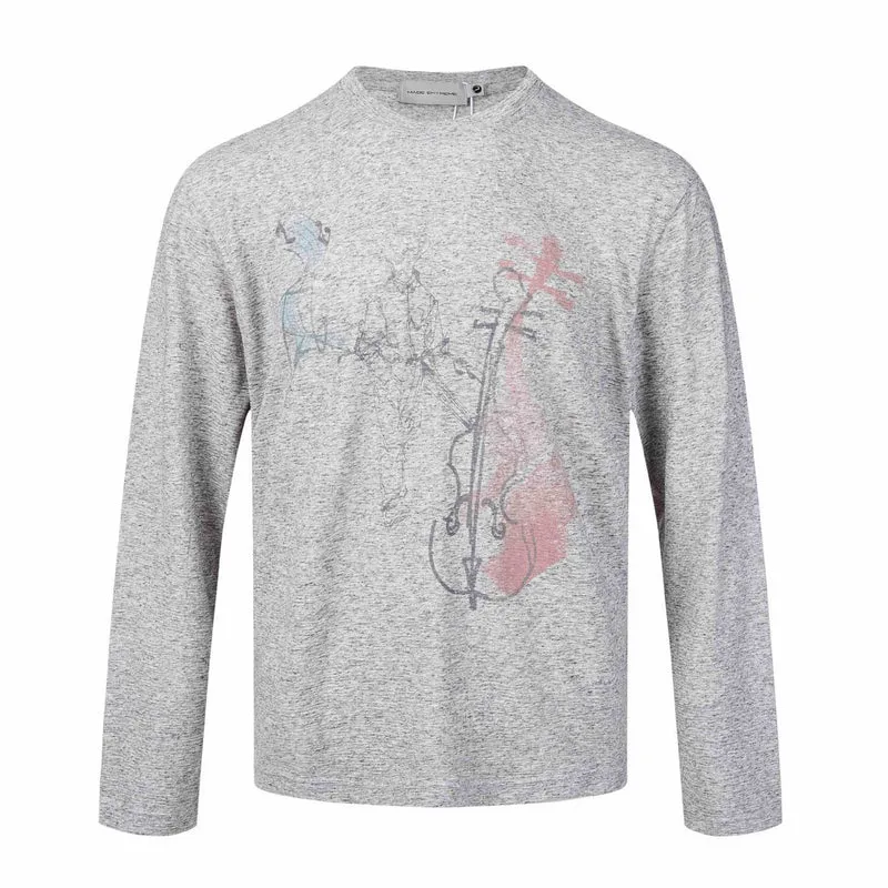 Damen Feinstrukturiertes Langarmshirt mit Rundhalsausschnitt und filigranem Grafikprint Nord Taschen