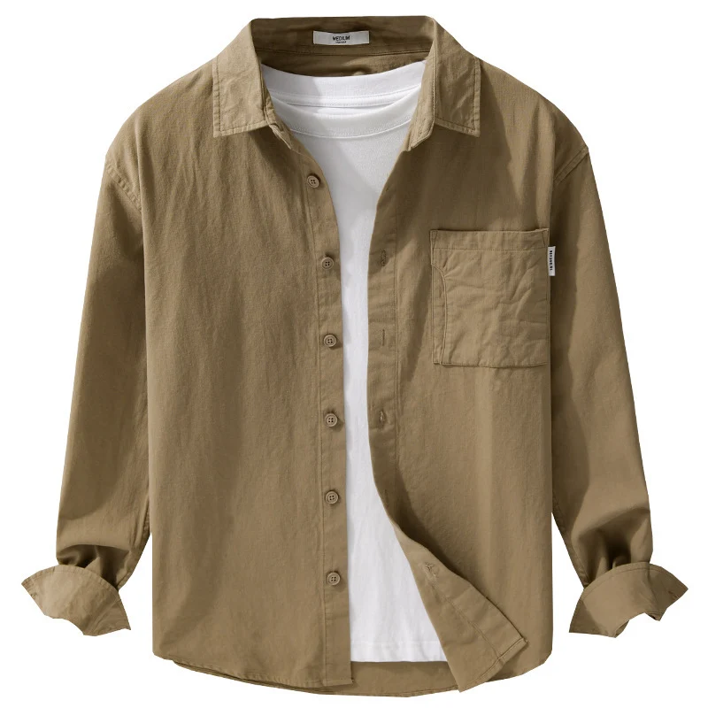 Herren Casual-Hemdjacke aus leichtem Baumwoll-Twill mit aufgesetzter Brusttasche und entspannter Passform Nord Taschen