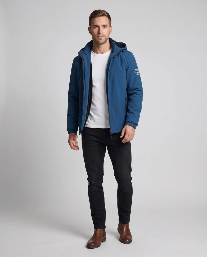 Herren Wasserfeste Übergangsjacke mit verstellbarer Kapuze Nord Taschen