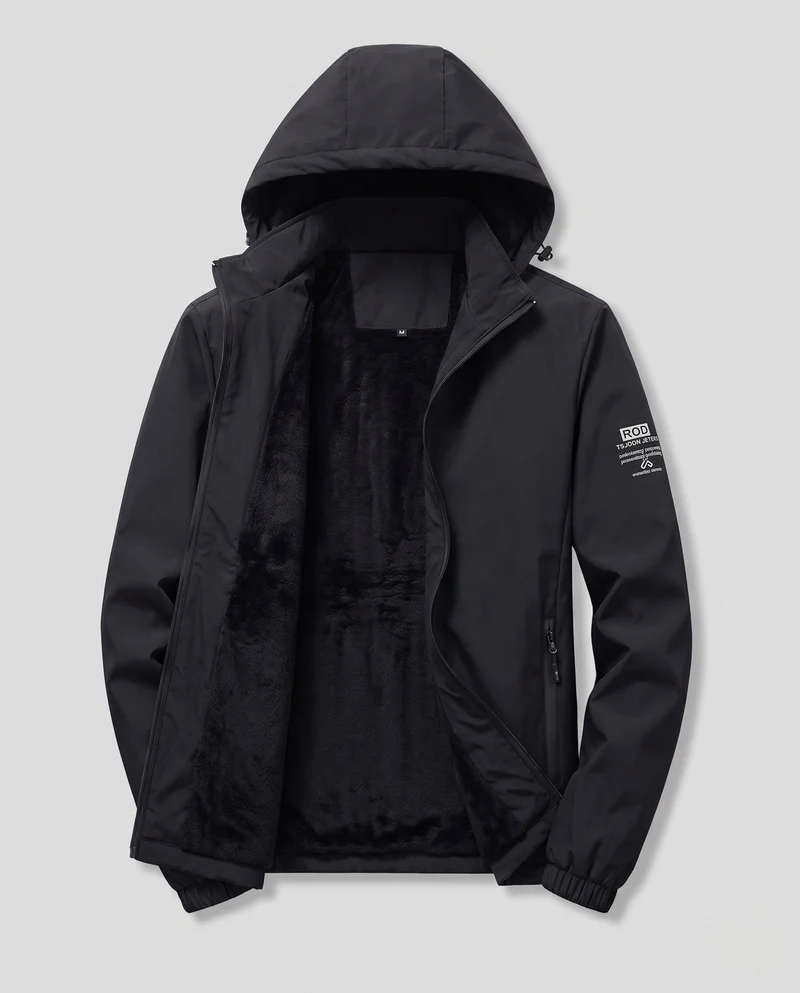 Herren Wasserfeste Übergangsjacke mit verstellbarer Kapuze Nord Taschen