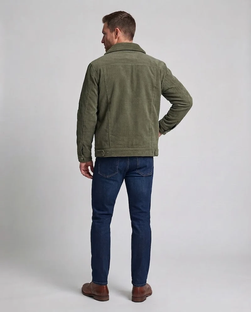 Herren Weiche Cordjacke mit Teddy-Innenfutter Nord Taschen