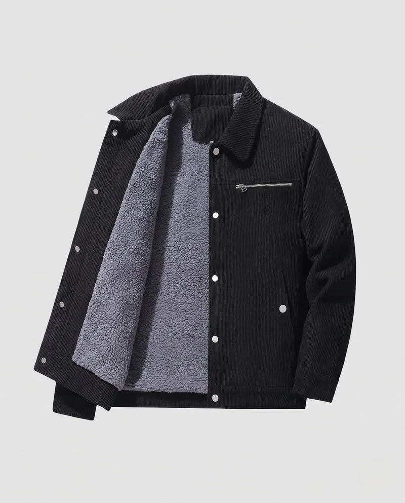 Herren Weiche Cordjacke mit Teddy-Innenfutter Nord Taschen