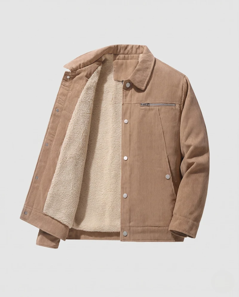 Herren Weiche Cordjacke mit Teddy-Innenfutter Nord Taschen