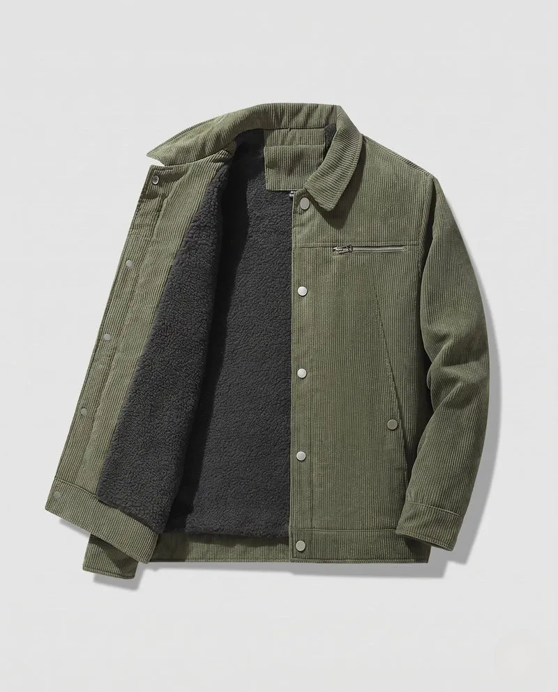 Herren Weiche Cordjacke mit Teddy-Innenfutter Nord Taschen