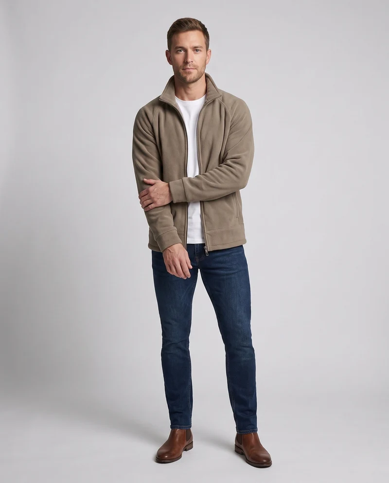 Herren Weiche Fleecejacke mit hohem Kragen Nord Taschen 1787797216