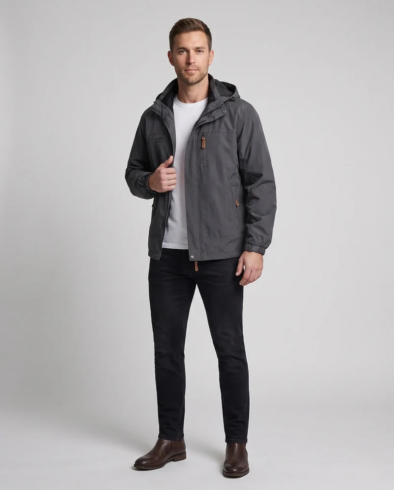 Herren Wetterfeste Outdoor-Jacke mit verstellbarer Kapuze Nord Taschen