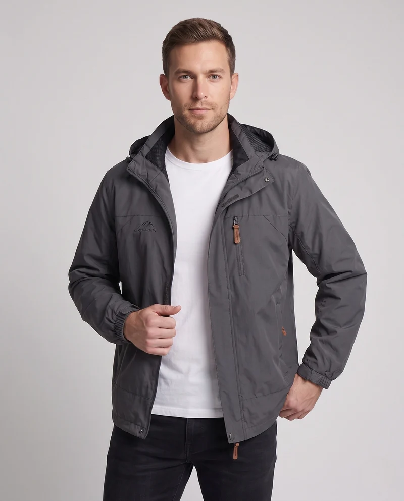 Herren Wetterfeste Outdoor-Jacke mit verstellbarer Kapuze Nord Taschen