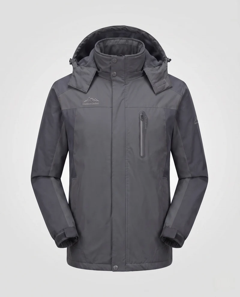 Herren Wetterfeste Outdoorjacke mit abnehmbarer Kapuze Nord Taschen