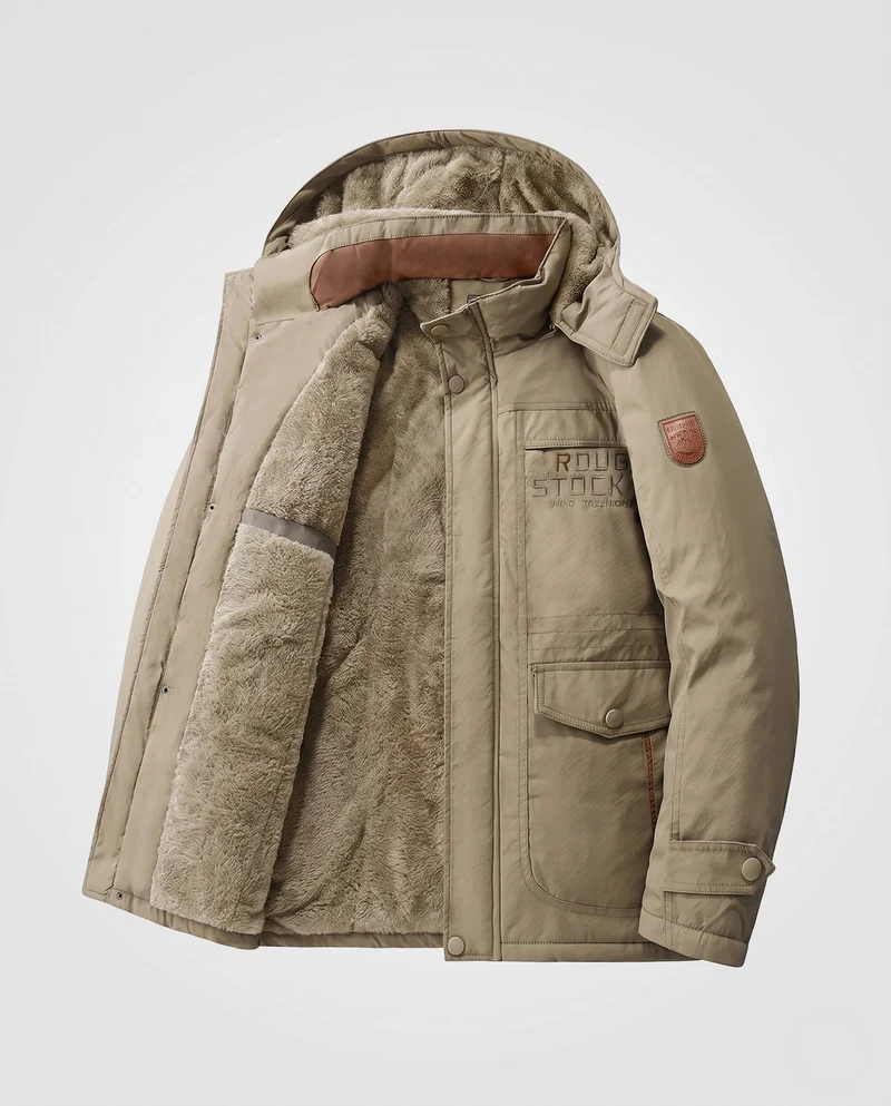 Herren Wetterfeste Outdoorjacke mit abnehmbarer Kapuze Nord Taschen