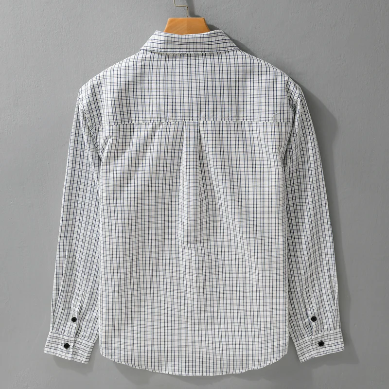 Herren Baumwoll-Overshirt mit feinem Gitterkaro und Kentkragen Nord Taschen