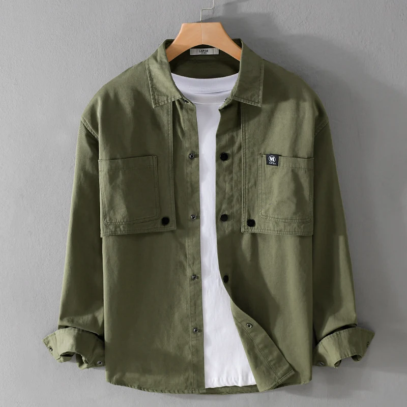 Herren Baumwoll-Overshirt mit Druckknopfleiste, Doppel-Brusttaschen und relaxed Fit Nord Taschen