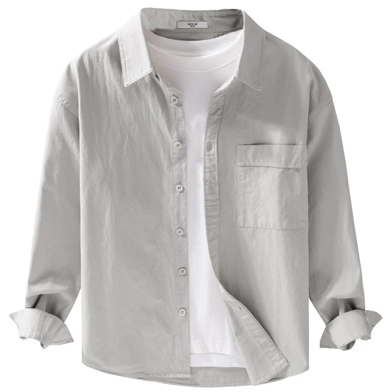 Herren Baumwoll-Overshirt im Relaxed-Fit mit aufgesetzter Brusttasche Nord Taschen