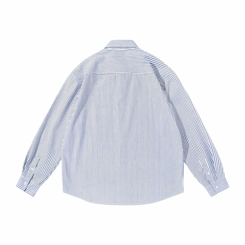 Damen Gestreiftes Oversize-Hemd im Oxford-Style mit Button-Down-Kragen und Brusttasche Nord Taschen