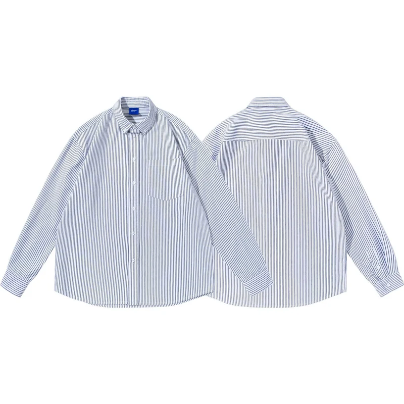 Damen Gestreiftes Oversize-Hemd im Oxford-Style mit Button-Down-Kragen und Brusttasche Nord Taschen