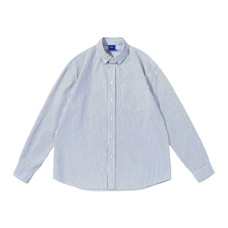 Damen Gestreiftes Oversize-Hemd im Oxford-Style mit Button-Down-Kragen und Brusttasche Nord Taschen