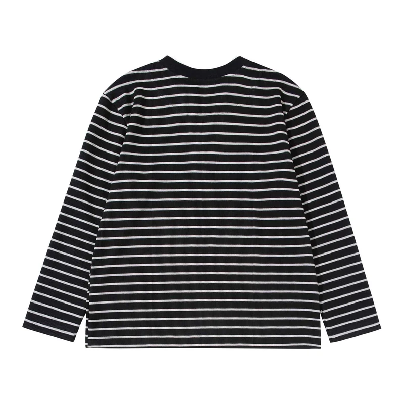 Damen Gestreiftes Strickshirt mit V-Ausschnitt und Lagenlook Nord Taschen