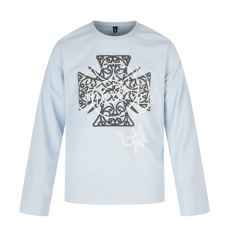 Damen Langärmliges Rundhals-Shirt mit dekorativem Print Nord Taschen