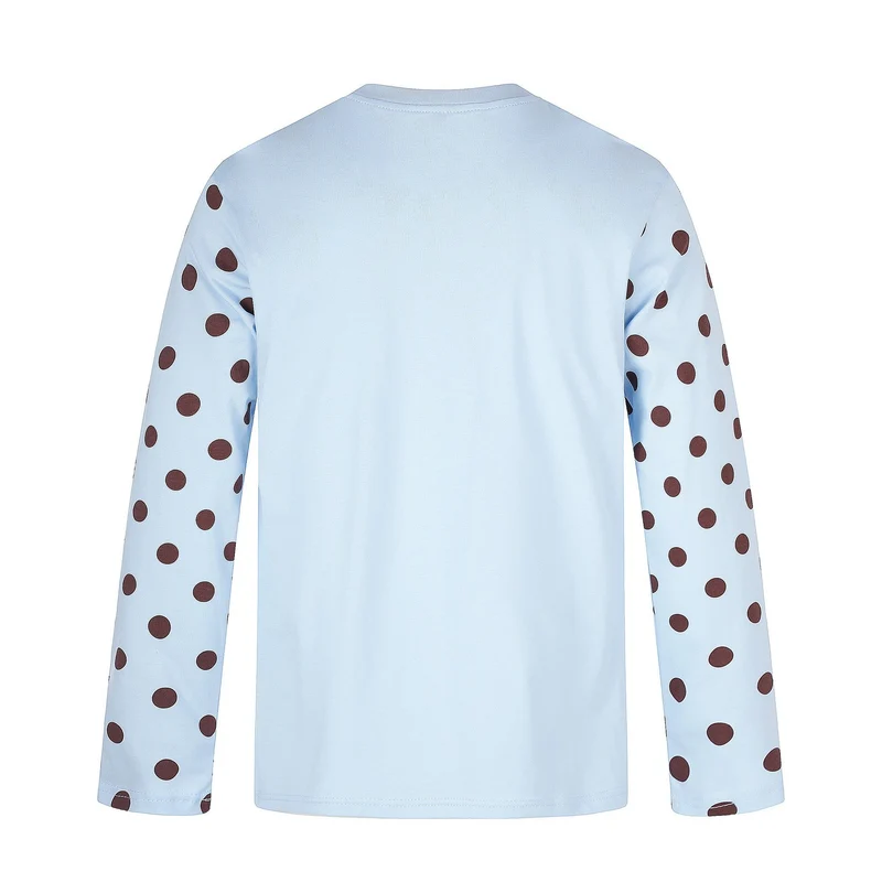 Damen Langärmliges Statement-Shirt mit Polka‑Dot-Ärmeln und Zahlendruck Nord Taschen