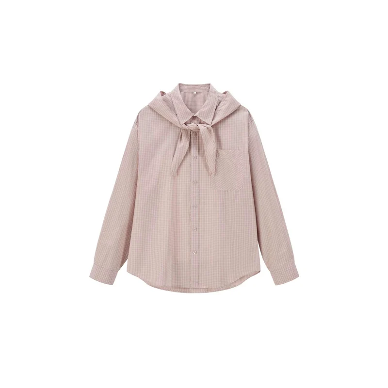 Damen Hemdbluse mit angeschlossenem Halstuch und Oversize-Schnitt Nord Taschen