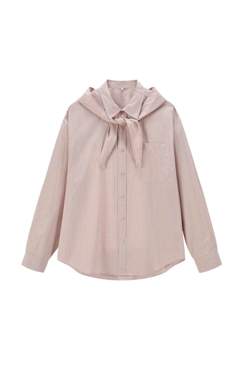 Damen Hemdbluse mit angeschlossenem Halstuch und Oversize-Schnitt Nord Taschen