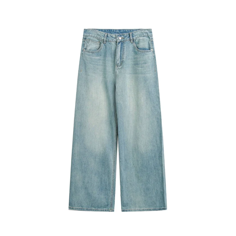Damen Hochbund verkürzte Jeans mit weitem Bein, Five-Pocket und Vintage-Wash Nord Taschen