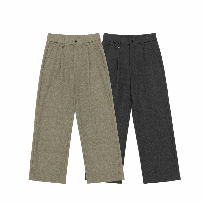 Damen Hochtaillierte Bundfalten-Jerseyhose mit weitem Bein Nord Taschen