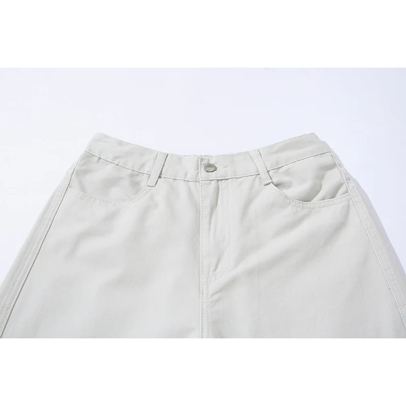 Damen Hochtaillierte Culotte-Hose aus Baumwoll-Twill mit weitem Bein Nord Taschen