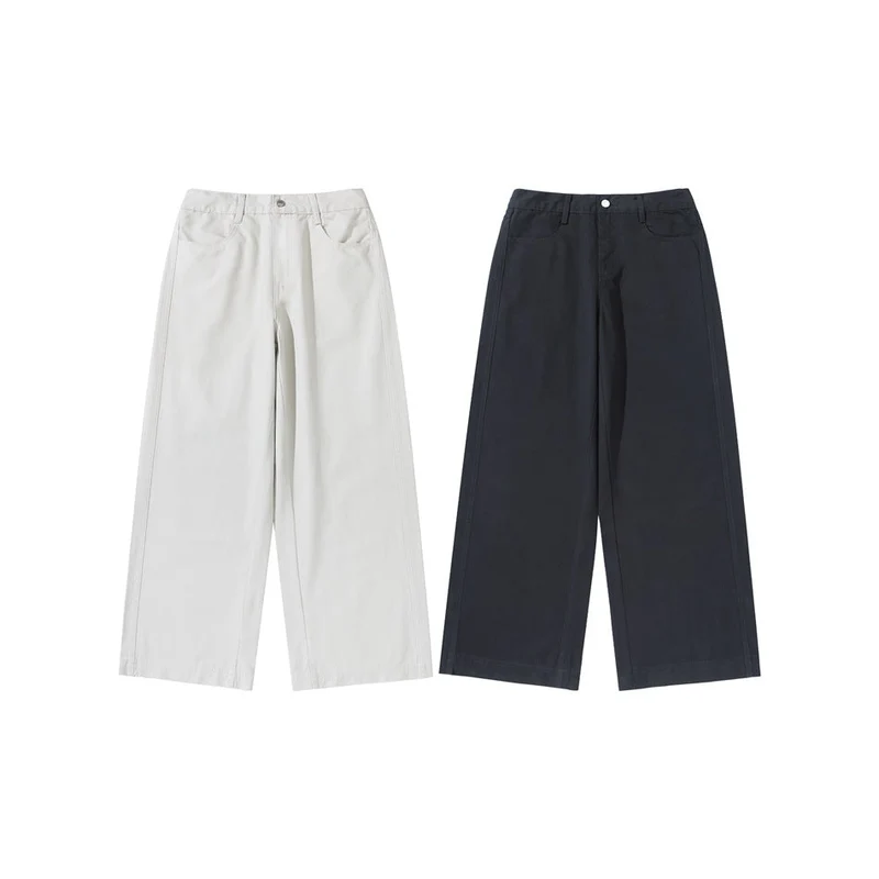 Damen Hochtaillierte Culotte-Hose aus Baumwoll-Twill mit weitem Bein Nord Taschen