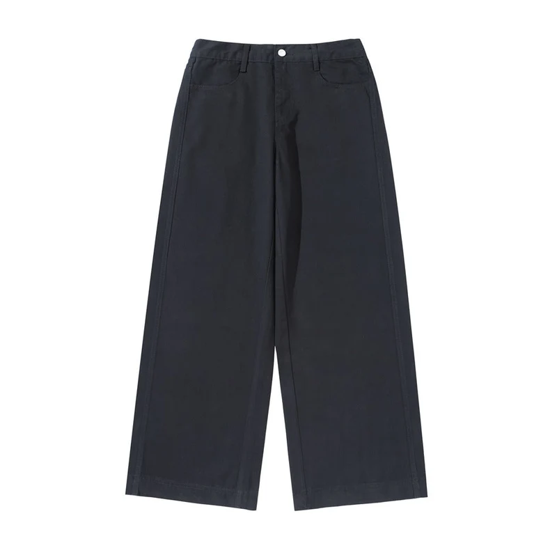 Damen Hochtaillierte Culotte-Hose aus Baumwoll-Twill mit weitem Bein Nord Taschen