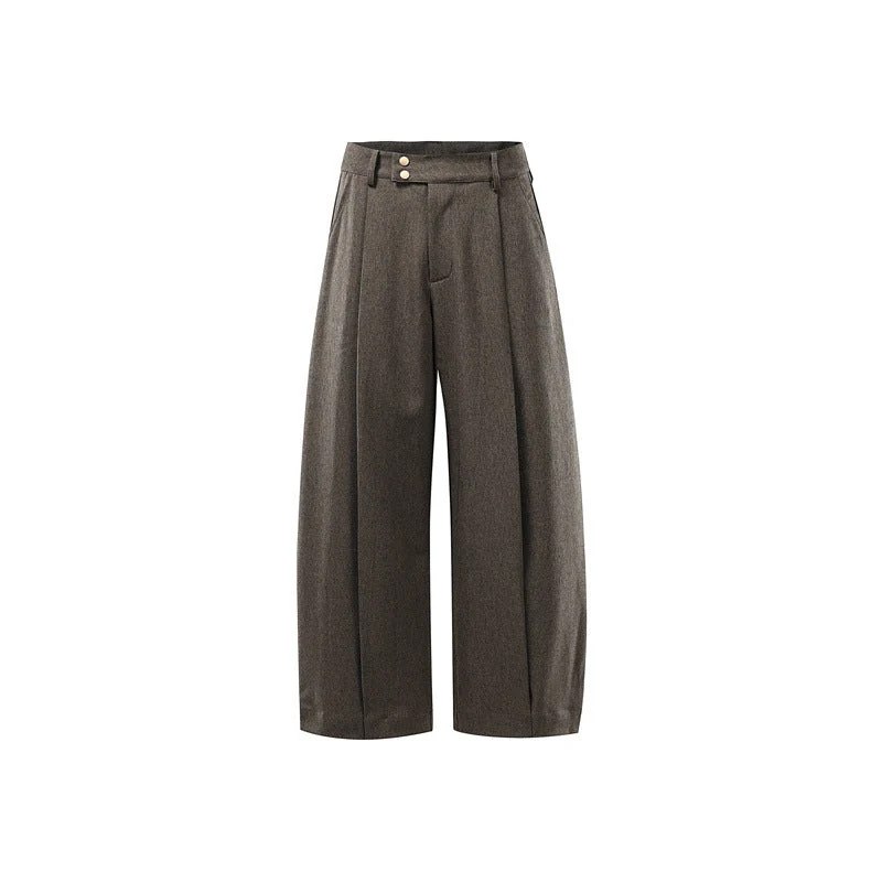 Damen Hochtaillierte Culotte-Hose mit Mittelnaht, Bügelfalte und Doppelknopfbund Nord Taschen