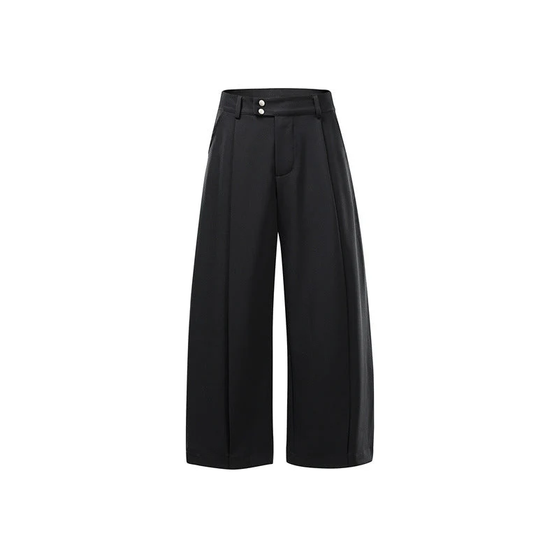 Damen Hochtaillierte Culotte-Hose mit Mittelnaht, Bügelfalte und Doppelknopfbund Nord Taschen