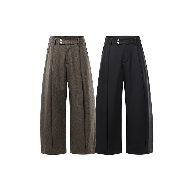Damen Hochtaillierte Culotte-Hose mit Mittelnaht, Bügelfalte und Doppelknopfbund Nord Taschen