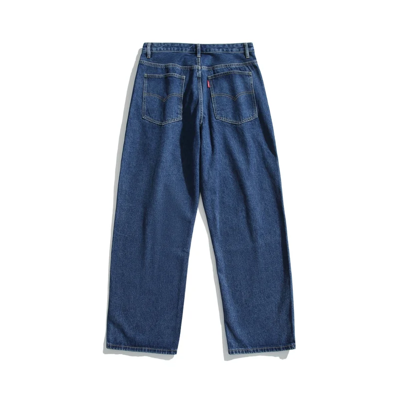 Damen Hochtaillierte gerade geschnittene Denim-Jeans mit weitem Bein Nord Taschen