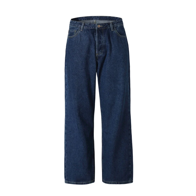 Damen Hochtaillierte gerade geschnittene Denim-Jeans mit weitem Bein Nord Taschen