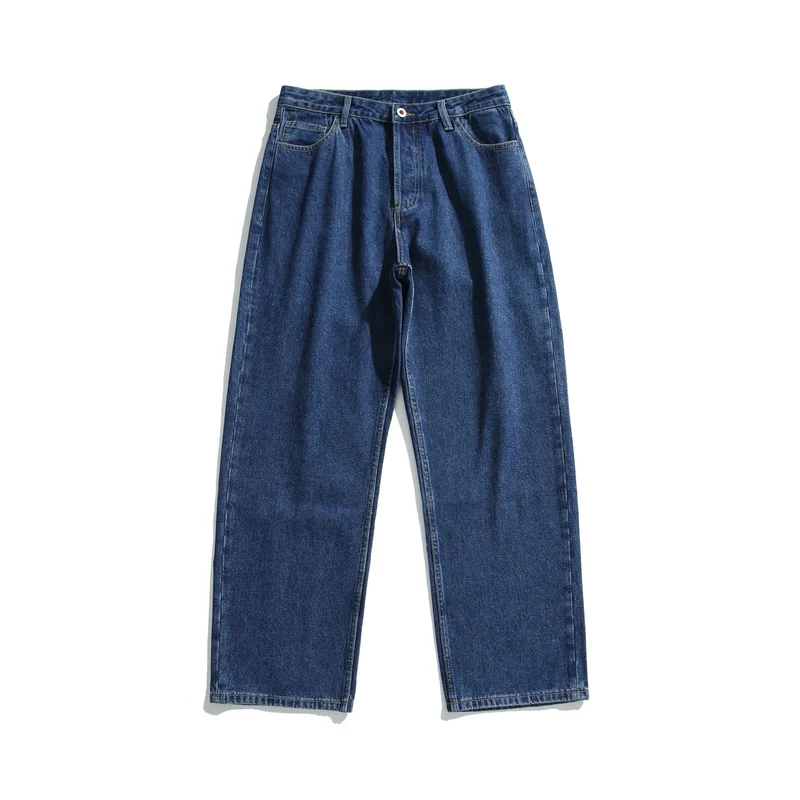 Damen Hochtaillierte gerade geschnittene Denim-Jeans mit weitem Bein Nord Taschen
