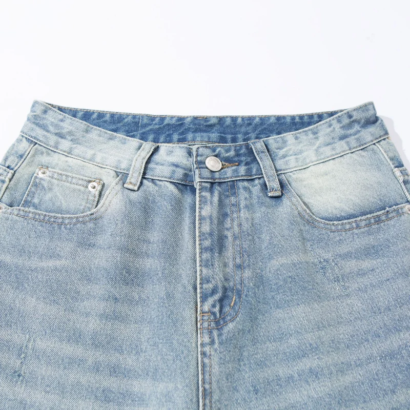 Damen Hochtaillierte verkürzte Jeans im Culotte‑Schnitt mit weiter Beinführung Nord Taschen