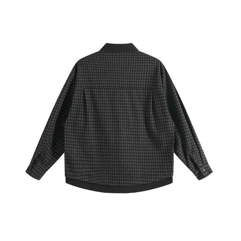 Damen Oversize Hemdjacke im Layering-Look mit Karomuster Nord Taschen