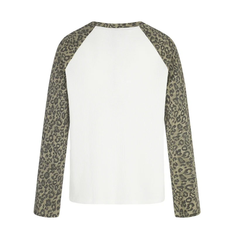 Damen Langarmshirt im Baseball-Stil mit Leopardenärmeln und Grafikprint Nord Taschen