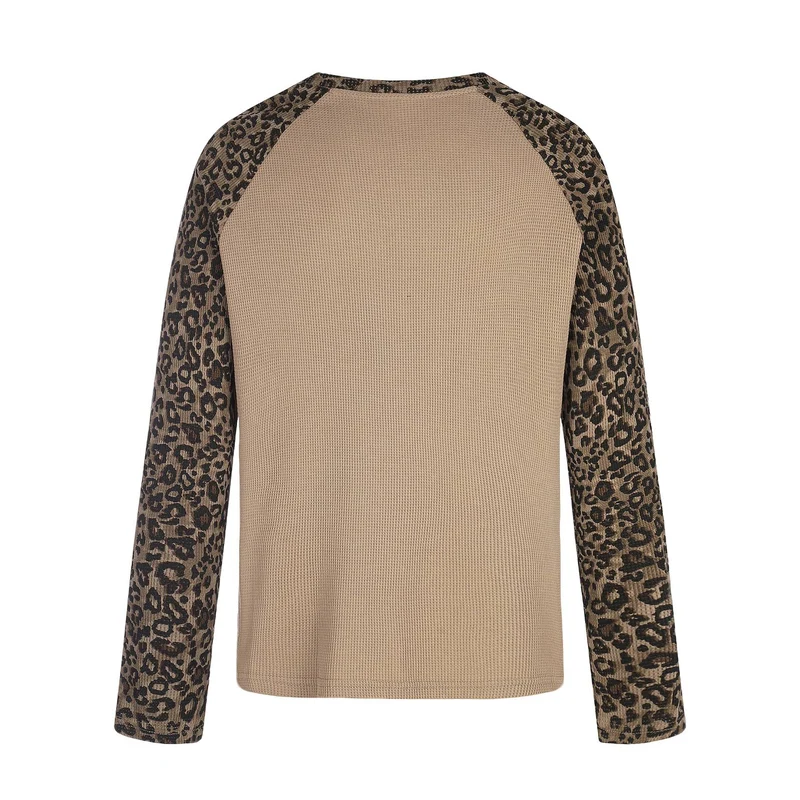Damen Langarmshirt im Baseball-Stil mit Leopardenärmeln und Grafikprint Nord Taschen