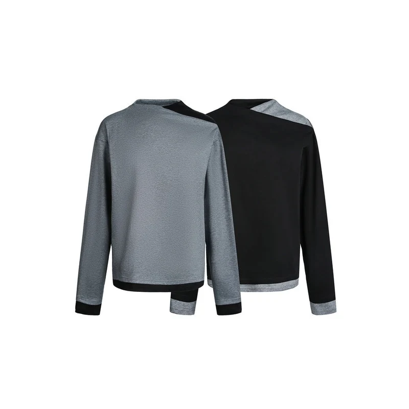 Damen Langarmshirt mit asymmetrischem Schulter-Cutout und kontrastierenden Bündchen Nord Taschen