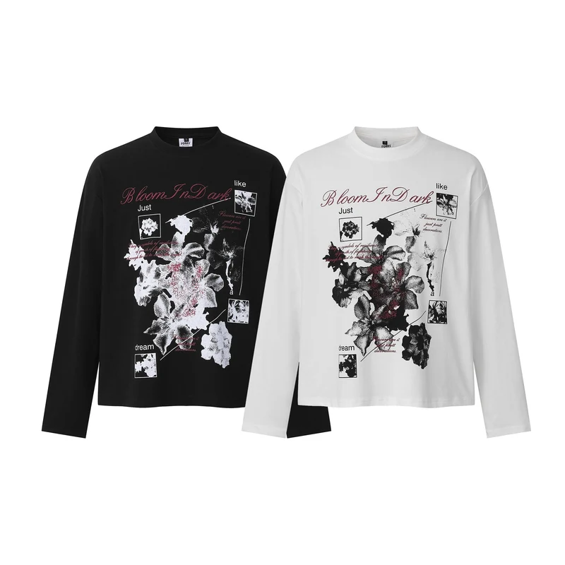 Damen Langarmshirt mit floralem Fotoprint und Oversize-Boxy-Schnitt Nord Taschen