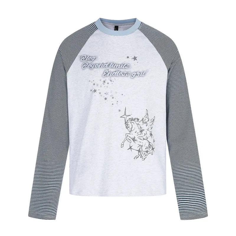 Damen Langarmshirt mit Raglanärmeln und Einhorn-Print Nord Taschen
