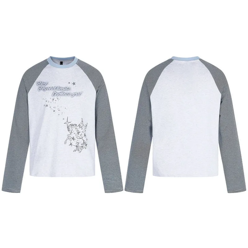 Damen Langarmshirt mit Raglanärmeln und Einhorn-Print Nord Taschen