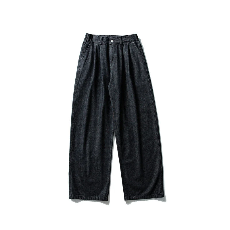 Damen Hochtaillierte weite Bundfalten-Hose aus Baumwollmischung mit geradem Bein Nord Taschen